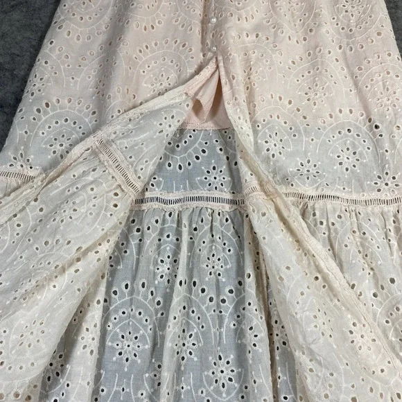 Simplee Dress Women's M Pink Lace Embroidered V Neck Pearl Buttons Baby Doll Y2K - Picture 6 of 13